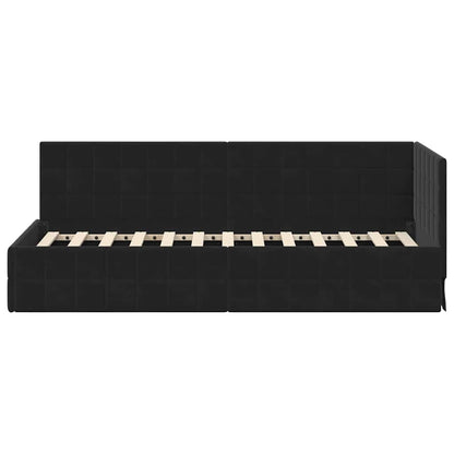 vidaXL Eckbettgestell mit Kopfteil Schwarz 80 cm x 200 cm Samt