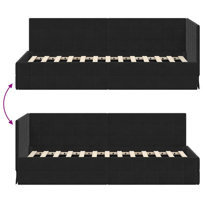 vidaXL Eckbettgestell mit Kopfteil Schwarz 80 cm x 200 cm Samt