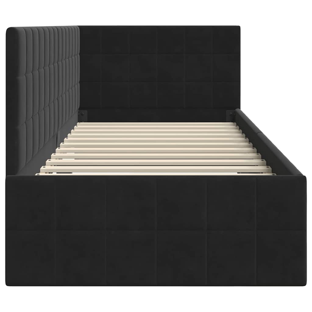 vidaXL Eckbettgestell mit Kopfteil Schwarz 80 cm x 200 cm Samt