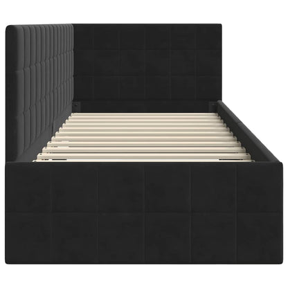 vidaXL Eckbettgestell mit Kopfteil Schwarz 80 cm x 200 cm Samt
