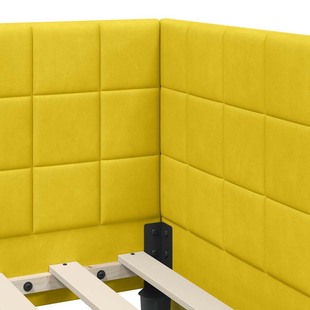 vidaXL Eckbettgestell mit Kopfteil Gelb 80 cm x 200 cm Samt