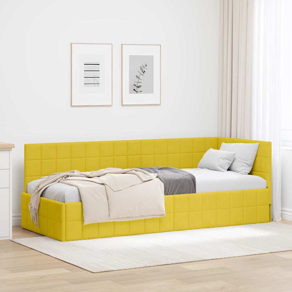 vidaXL Eckbettgestell mit Kopfteil Gelb 80 cm x 200 cm Samt