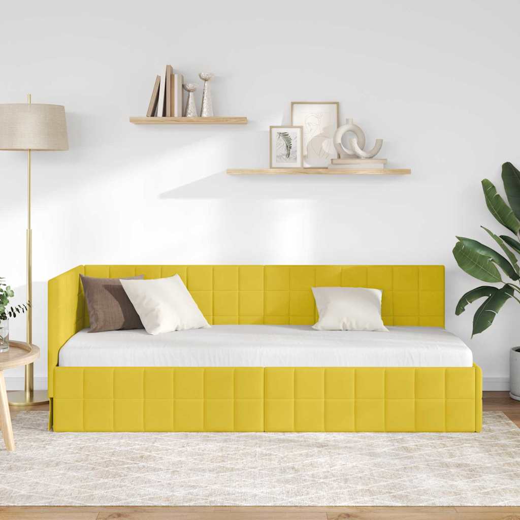 vidaXL Eckbettgestell mit Kopfteil Gelb 80 cm x 200 cm Samt