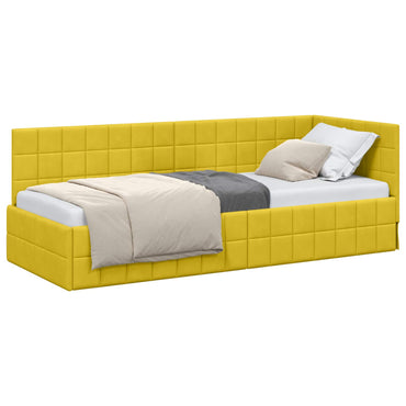 vidaXL Eckbettgestell mit Kopfteil Gelb 80 cm x 200 cm Samt