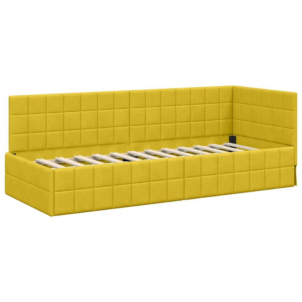vidaXL Eckbettgestell mit Kopfteil Gelb 80 cm x 200 cm Samt