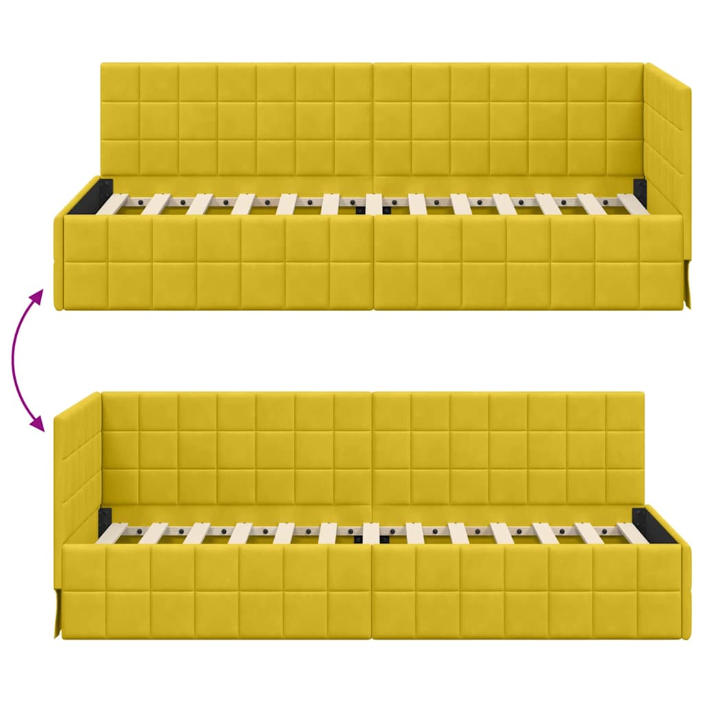 vidaXL Eckbettgestell mit Kopfteil Gelb 80 cm x 200 cm Samt