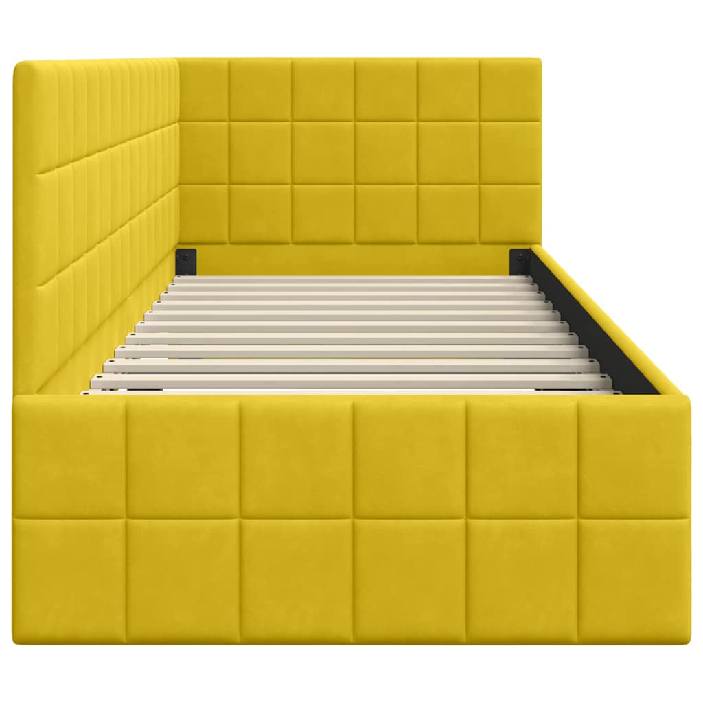 vidaXL Eckbettgestell mit Kopfteil Gelb 80 cm x 200 cm Samt