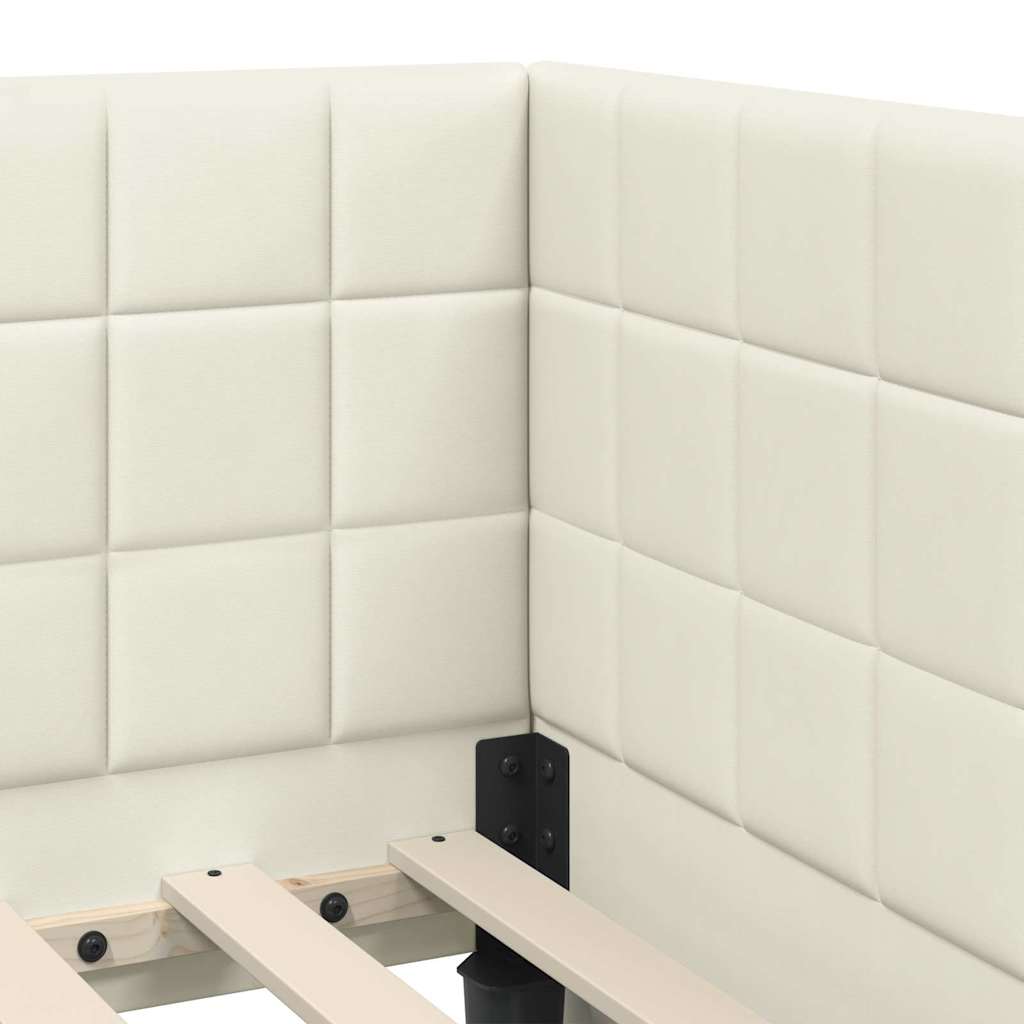 Eckbettgestell mit Kopfteil Creme 80 cm x 200 cm Samt