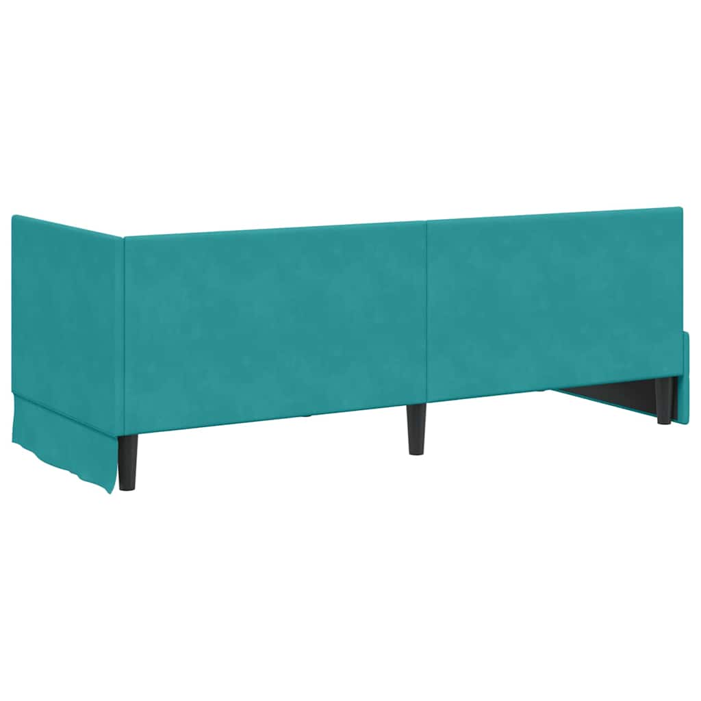 vidaXL Eckbettgestell mit Kopfteil Türkis 80 cm x 200 cm Samt