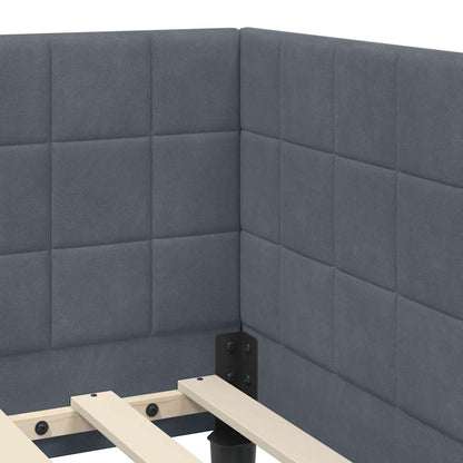 vidaXL Eckbettgestell mit Kopfteil Dunkelgrau 90 cm x 190 cm Samt