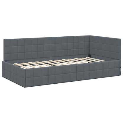 vidaXL Eckbettgestell mit Kopfteil Dunkelgrau 90 cm x 190 cm Samt