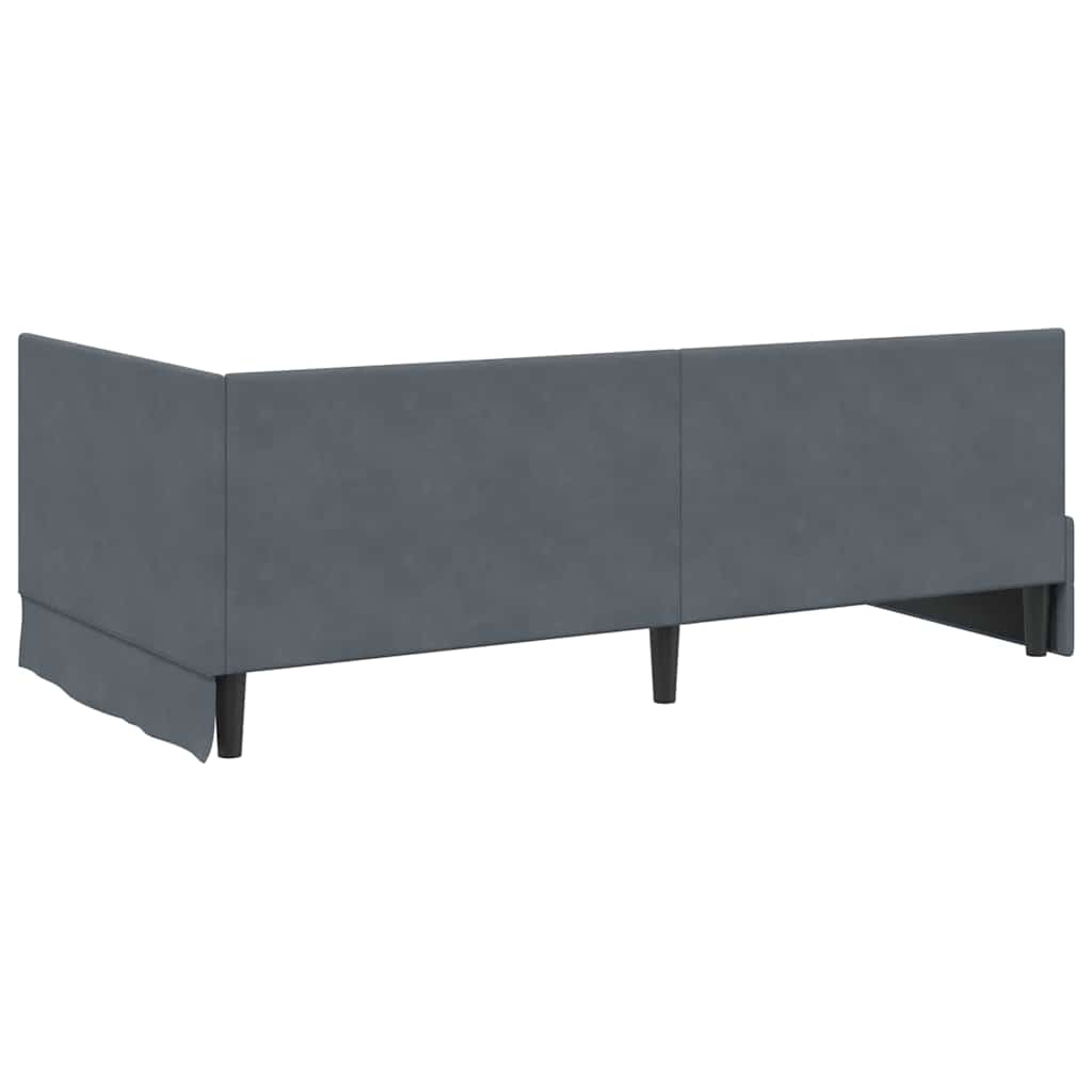 vidaXL Eckbettgestell mit Kopfteil Dunkelgrau 90 cm x 190 cm Samt