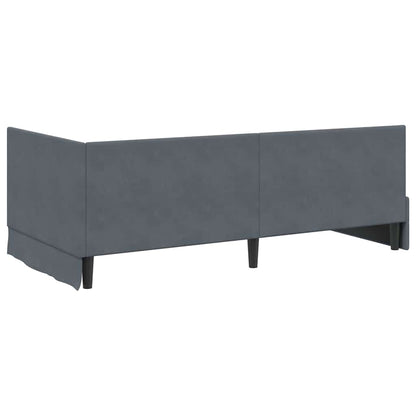vidaXL Eckbettgestell mit Kopfteil Dunkelgrau 90 cm x 190 cm Samt