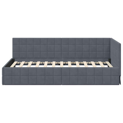 vidaXL Eckbettgestell mit Kopfteil Dunkelgrau 90 cm x 190 cm Samt