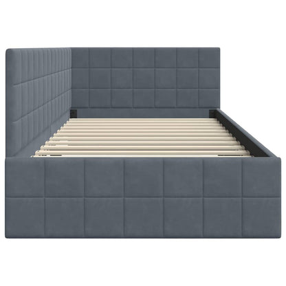 vidaXL Eckbettgestell mit Kopfteil Dunkelgrau 90 cm x 190 cm Samt