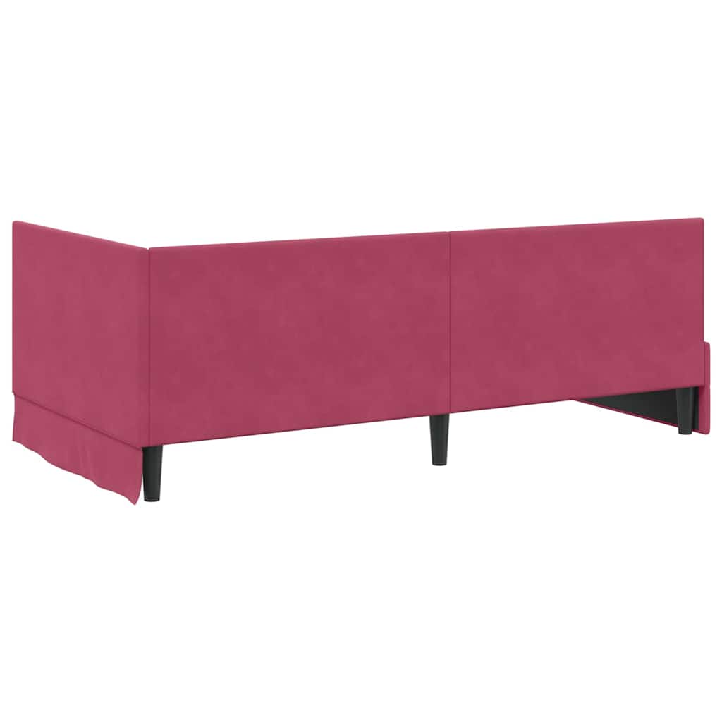 vidaXL Eckbettgestell mit Kopfteil Weinrot 90 cm x 190 cm Samt