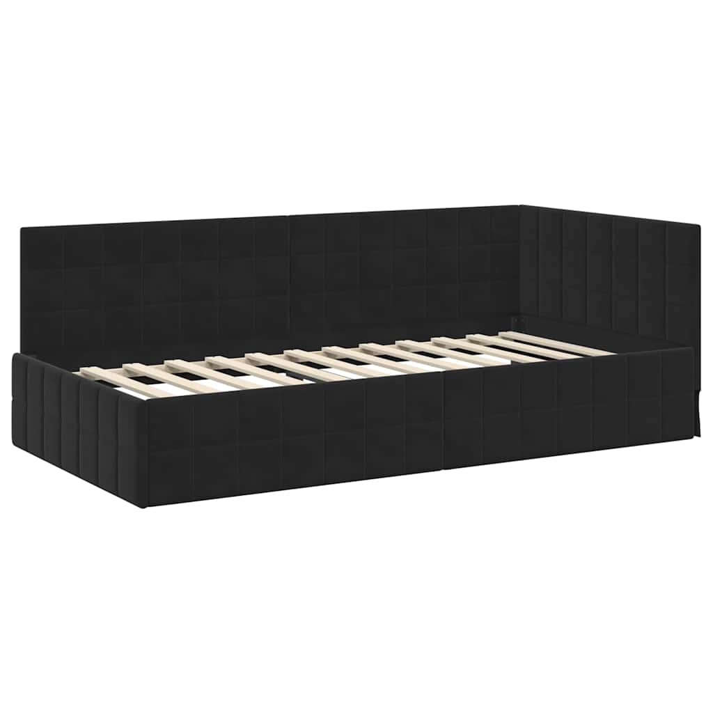 vidaXL Eckbettgestell mit Kopfteil Schwarz 90 cm x 190 cm Samt