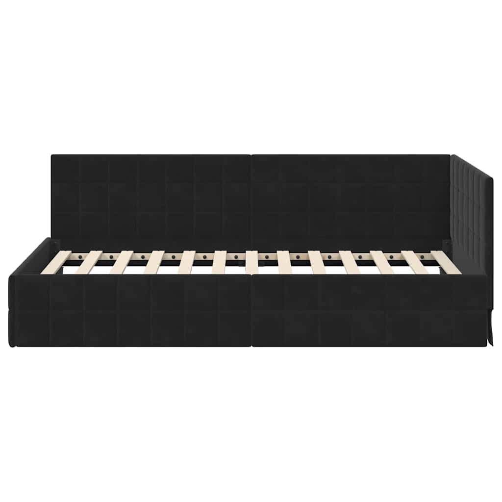 vidaXL Eckbettgestell mit Kopfteil Schwarz 90 cm x 190 cm Samt