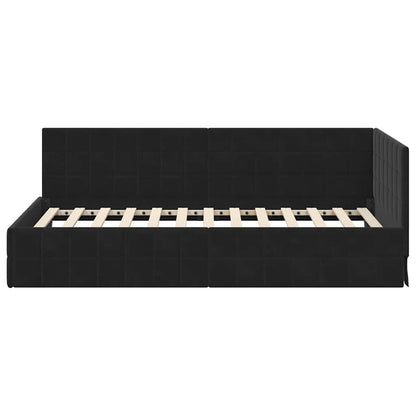 vidaXL Eckbettgestell mit Kopfteil Schwarz 90 cm x 190 cm Samt