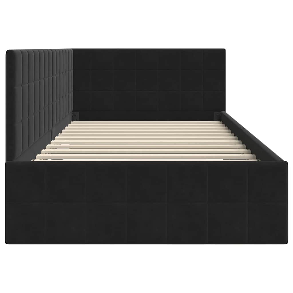 vidaXL Eckbettgestell mit Kopfteil Schwarz 90 cm x 190 cm Samt