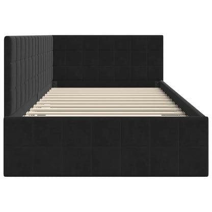 vidaXL Eckbettgestell mit Kopfteil Schwarz 90 cm x 190 cm Samt
