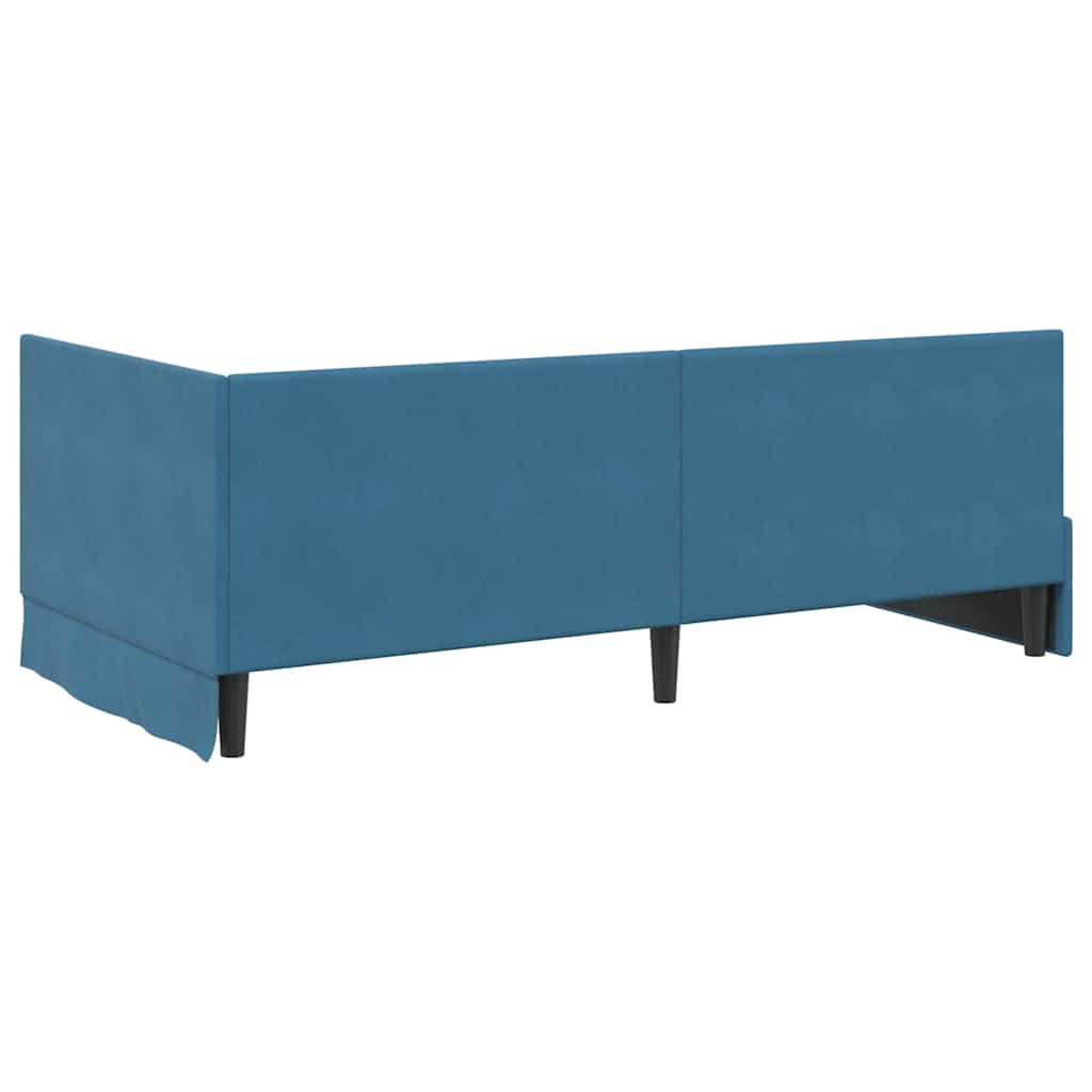 vidaXL Eckbettgestell mit Kopfteil Blau 90 cm x 200 cm Samt