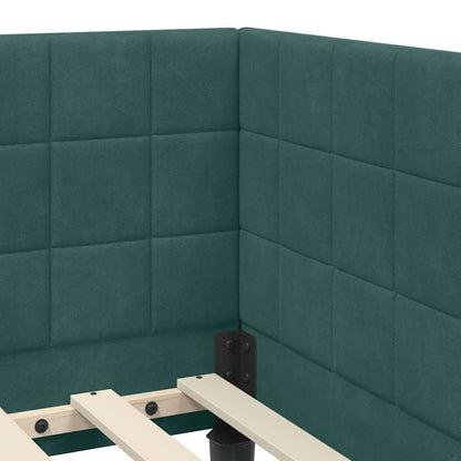 vidaXL Cadre de lit d'angle avec tête de lit vert foncé 90 cm x 200 cm Velours