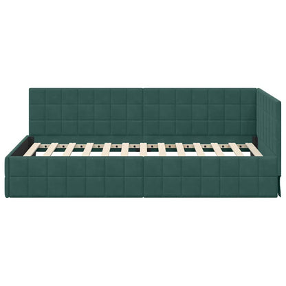 vidaXL Cadre de lit d'angle avec tête de lit vert foncé 90 cm x 200 cm Velours