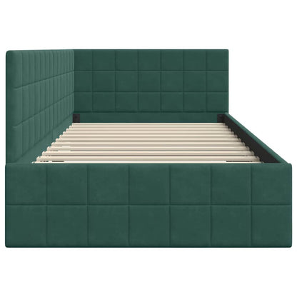 vidaXL Cadre de lit d'angle avec tête de lit vert foncé 90 cm x 200 cm Velours