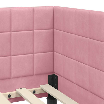 vidaXL Cadre de lit d'angle avec tête de lit rose 90 cm x 200 cm Velours