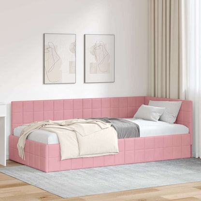 vidaXL Cadre de lit d'angle avec tête de lit rose 90 cm x 200 cm Velours
