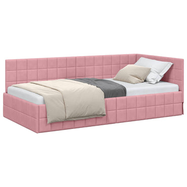 vidaXL Cadre de lit d'angle avec tête de lit rose 90 cm x 200 cm Velours