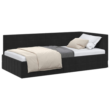 vidaXL Cadre de lit d'angle avec tête de lit Velours Noir 90 cm x 200 cm