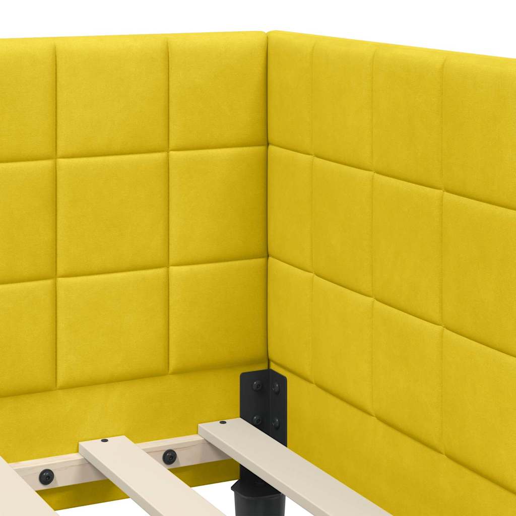 vidaXL Cadre de lit d'angle avec tête de lit Jaune 90 cm x 200 cm Velours
