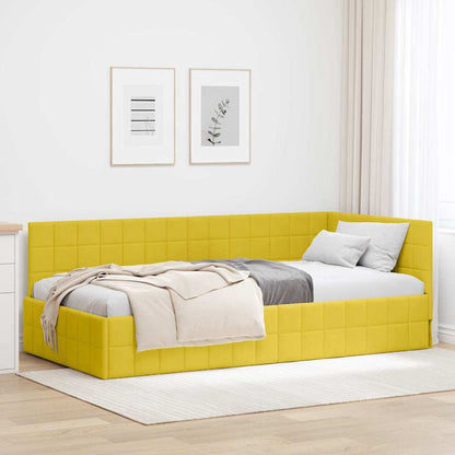 vidaXL Cadre de lit d'angle avec tête de lit Jaune 90 cm x 200 cm Velours