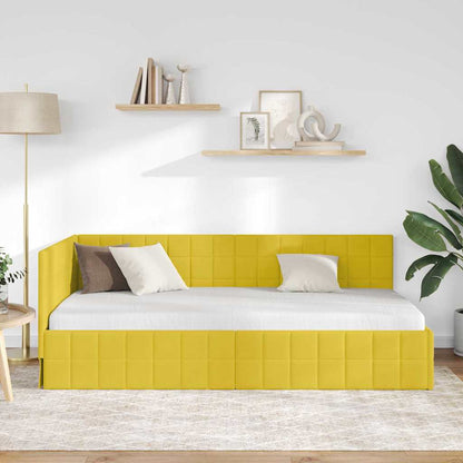 vidaXL Cadre de lit d'angle avec tête de lit Jaune 90 cm x 200 cm Velours