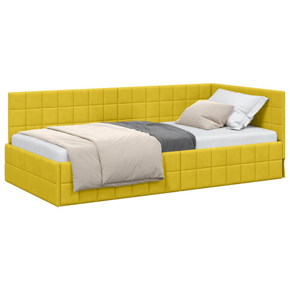 vidaXL Cadre de lit d'angle avec tête de lit Jaune 90 cm x 200 cm Velours