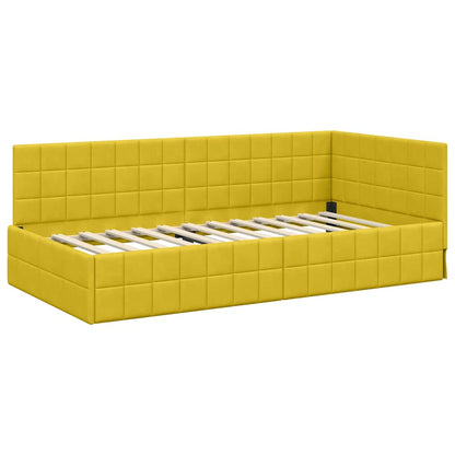 vidaXL Cadre de lit d'angle avec tête de lit Jaune 90 cm x 200 cm Velours