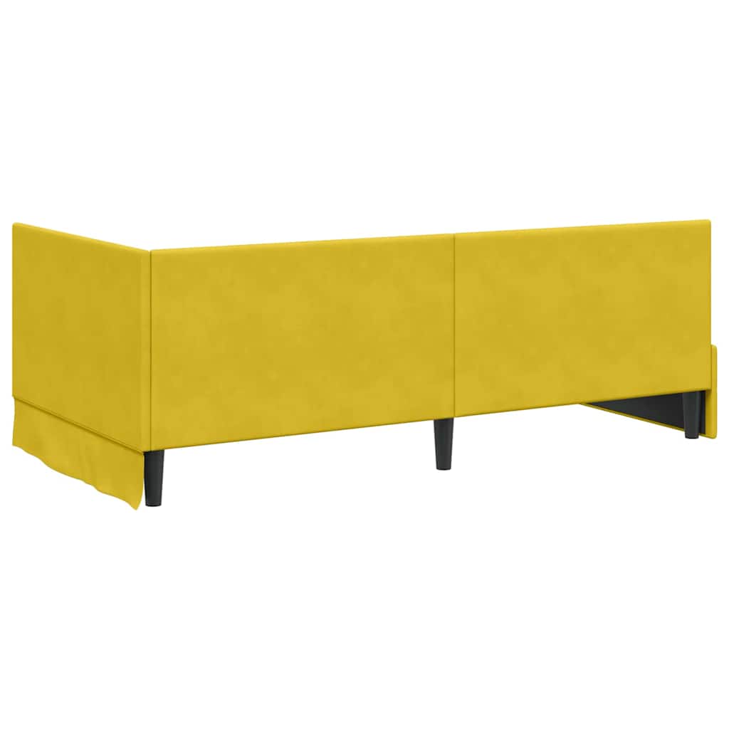 vidaXL Cadre de lit d'angle avec tête de lit Jaune 90 cm x 200 cm Velours