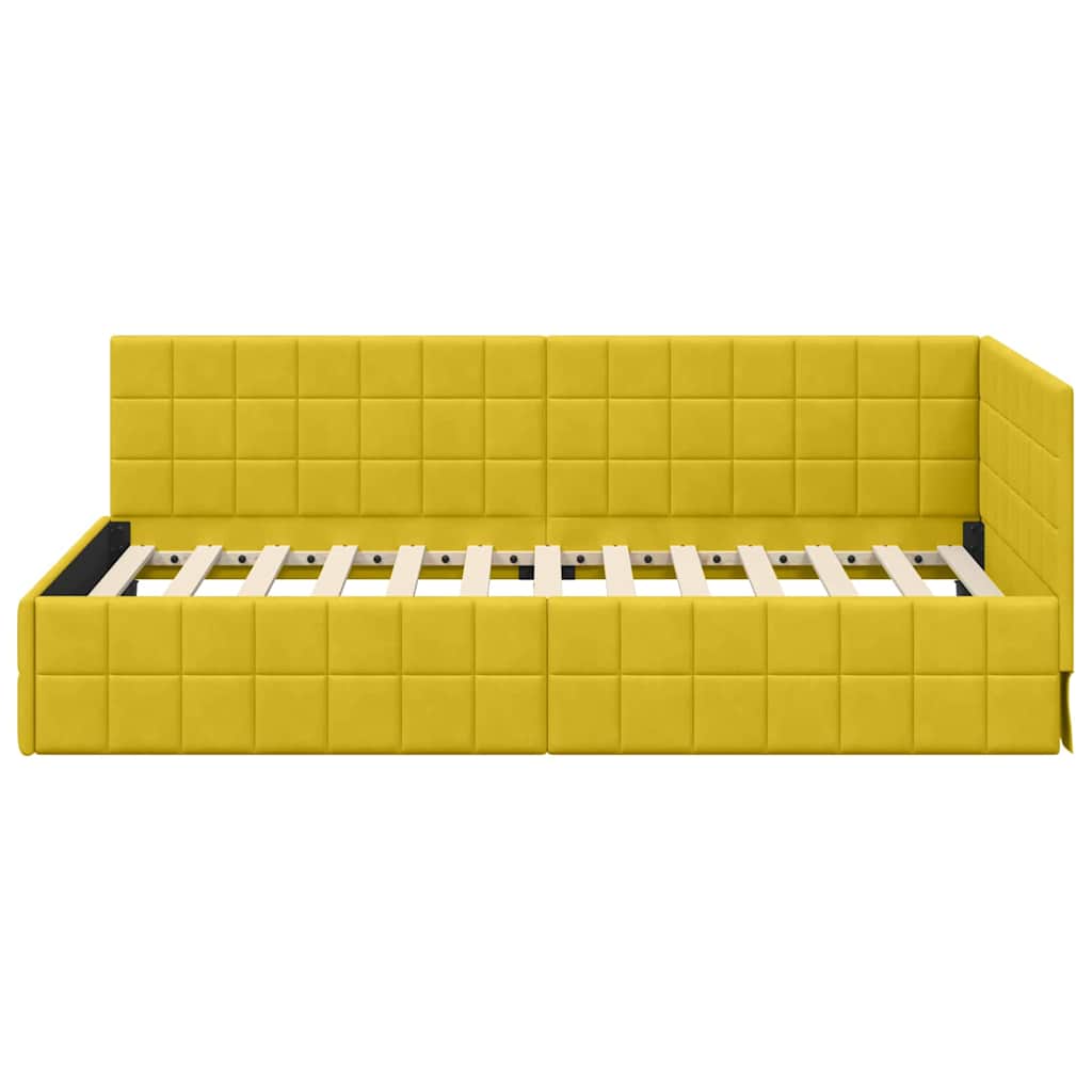 vidaXL Cadre de lit d'angle avec tête de lit Jaune 90 cm x 200 cm Velours