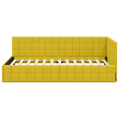 vidaXL Cadre de lit d'angle avec tête de lit Jaune 90 cm x 200 cm Velours