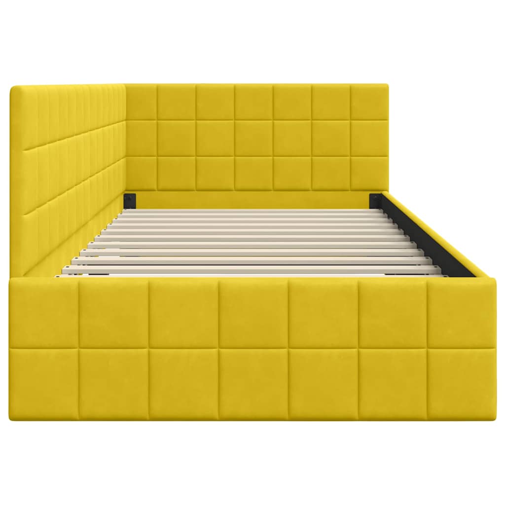 vidaXL Cadre de lit d'angle avec tête de lit Jaune 90 cm x 200 cm Velours