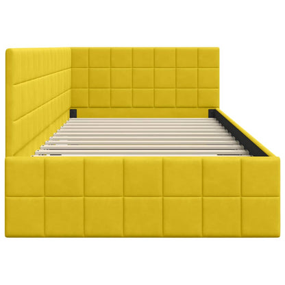 vidaXL Cadre de lit d'angle avec tête de lit Jaune 90 cm x 200 cm Velours