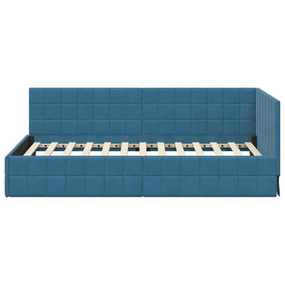 vidaXL Cadre de lit d'angle avec tête de lit Bleu 100 cm x 200 cm Velours