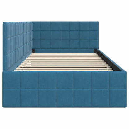 vidaXL Cadre de lit d'angle avec tête de lit Bleu 100 cm x 200 cm Velours