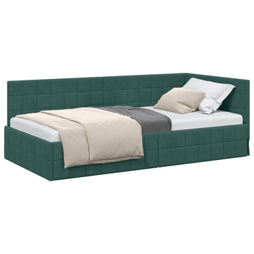 vidaXL Cadre de lit d'angle avec tête de lit Vert foncé 100 cm x 200 cm Velours