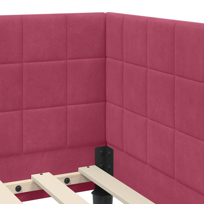 vidaXL Cadre de lit d'angle avec tête de lit Rouge bordeaux 100 cm x 200 cm Velours