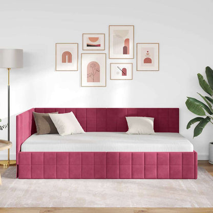 vidaXL Cadre de lit d'angle avec tête de lit Rouge bordeaux 100 cm x 200 cm Velours
