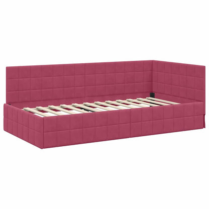 vidaXL Cadre de lit d'angle avec tête de lit Rouge bordeaux 100 cm x 200 cm Velours