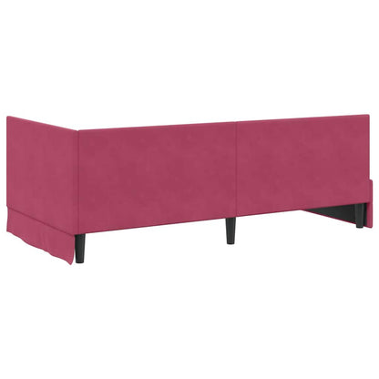 vidaXL Cadre de lit d'angle avec tête de lit Rouge bordeaux 100 cm x 200 cm Velours